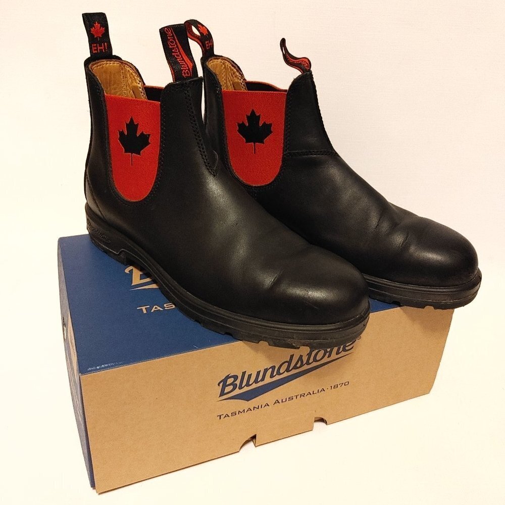 RARE Blundstone Canada Eh Boots Size 11 US 12 Rustic Black 🍁